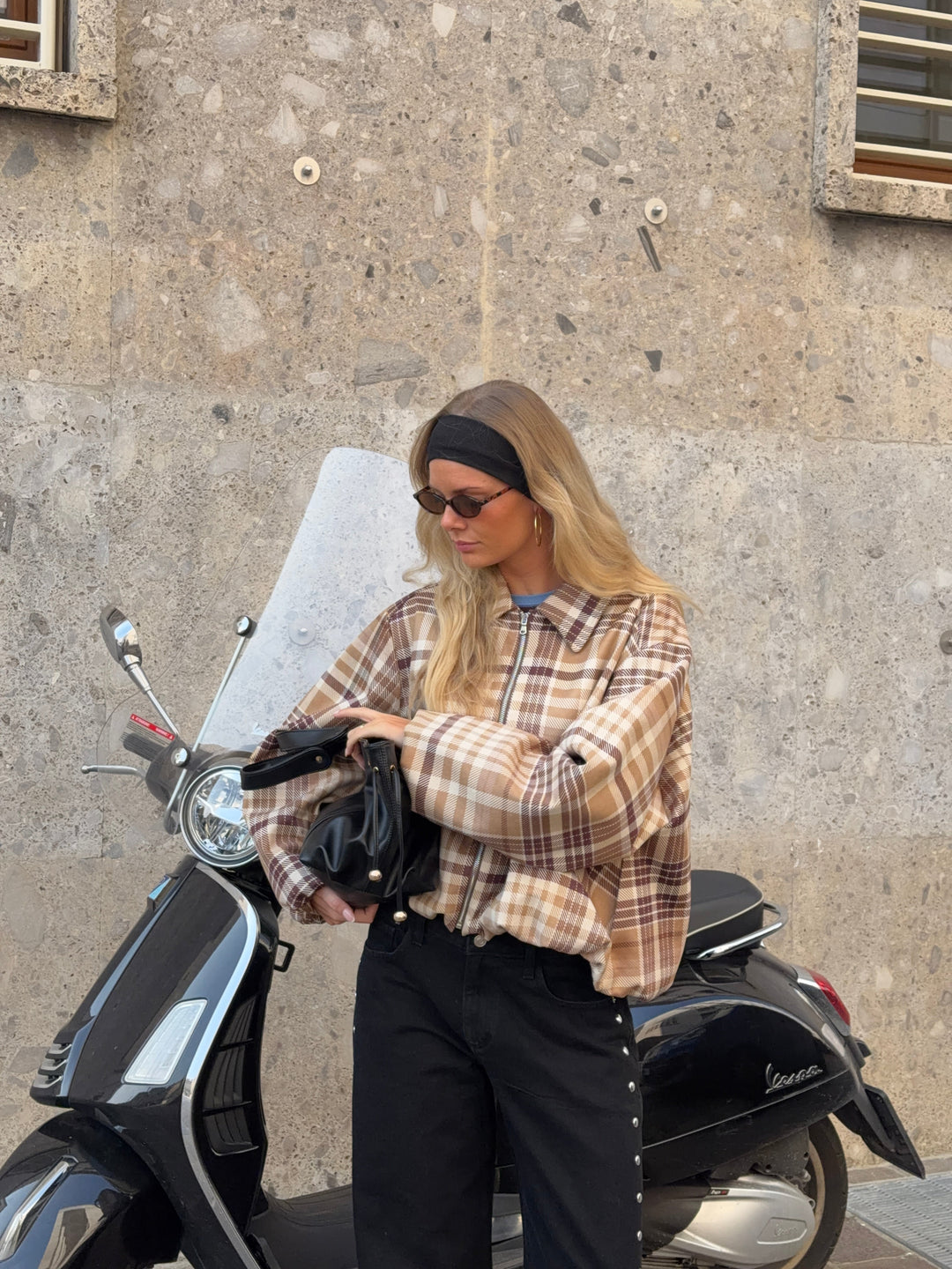 Elin checked bomber jacket - Brown