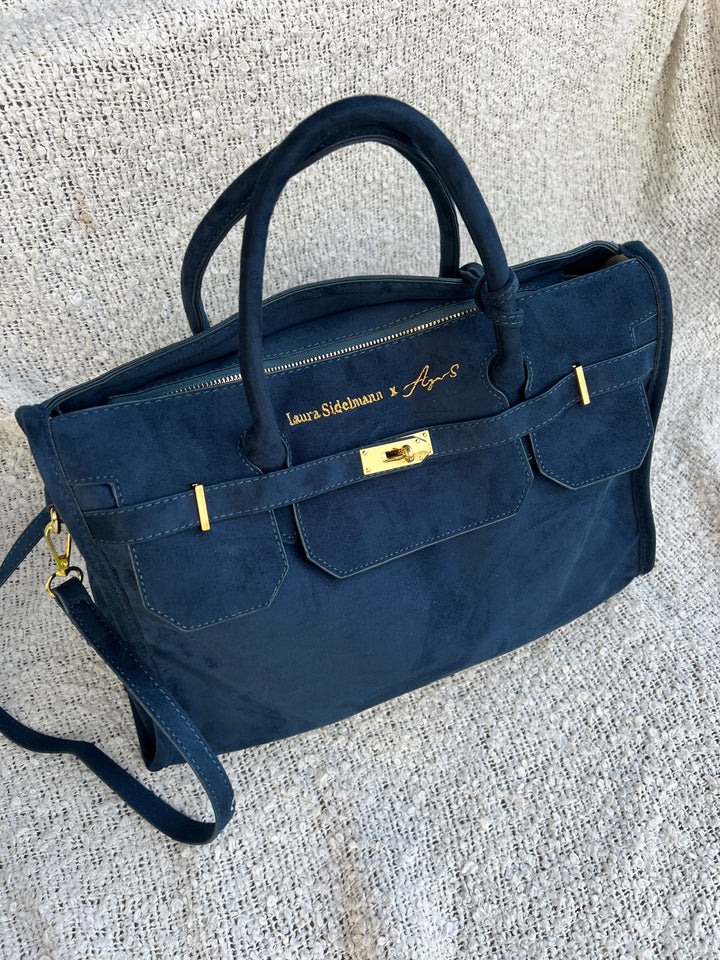 Laura Sidelmann Elina suede bag - Navy