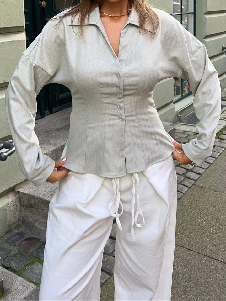 Alessia fitted striped shirt - Beige