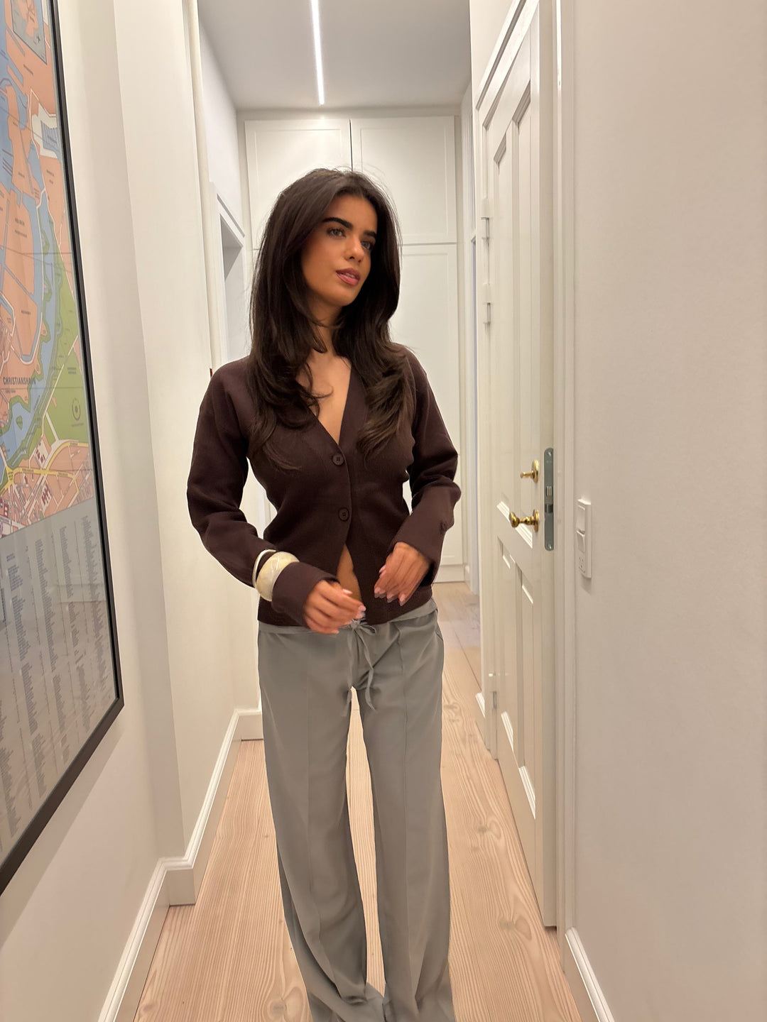 Frida fitted cardigan - Brown