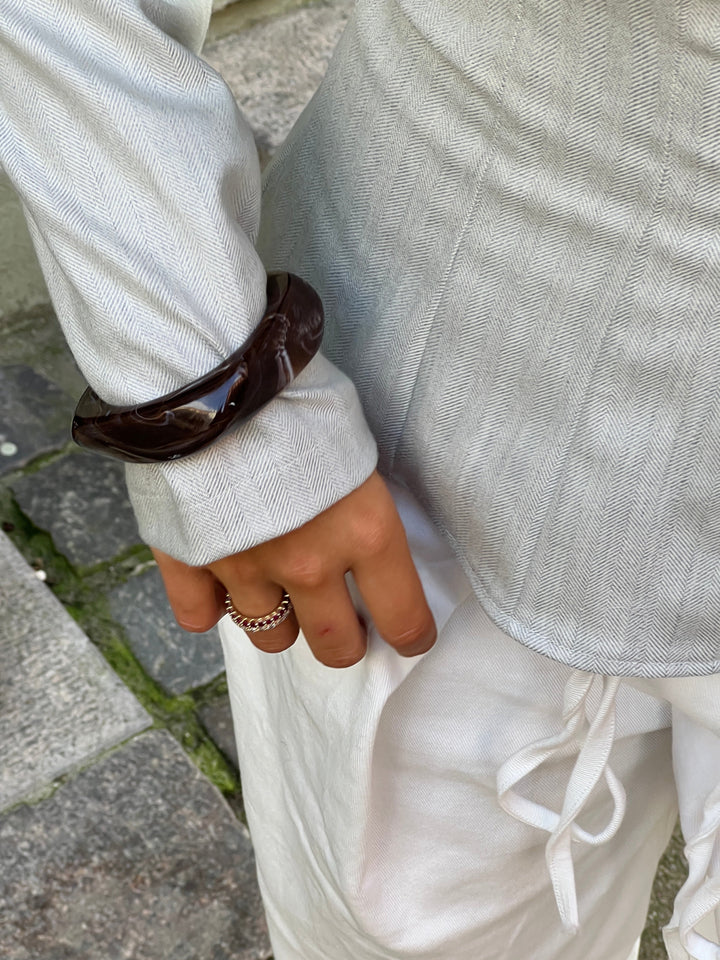 Alessia fitted striped shirt - Beige