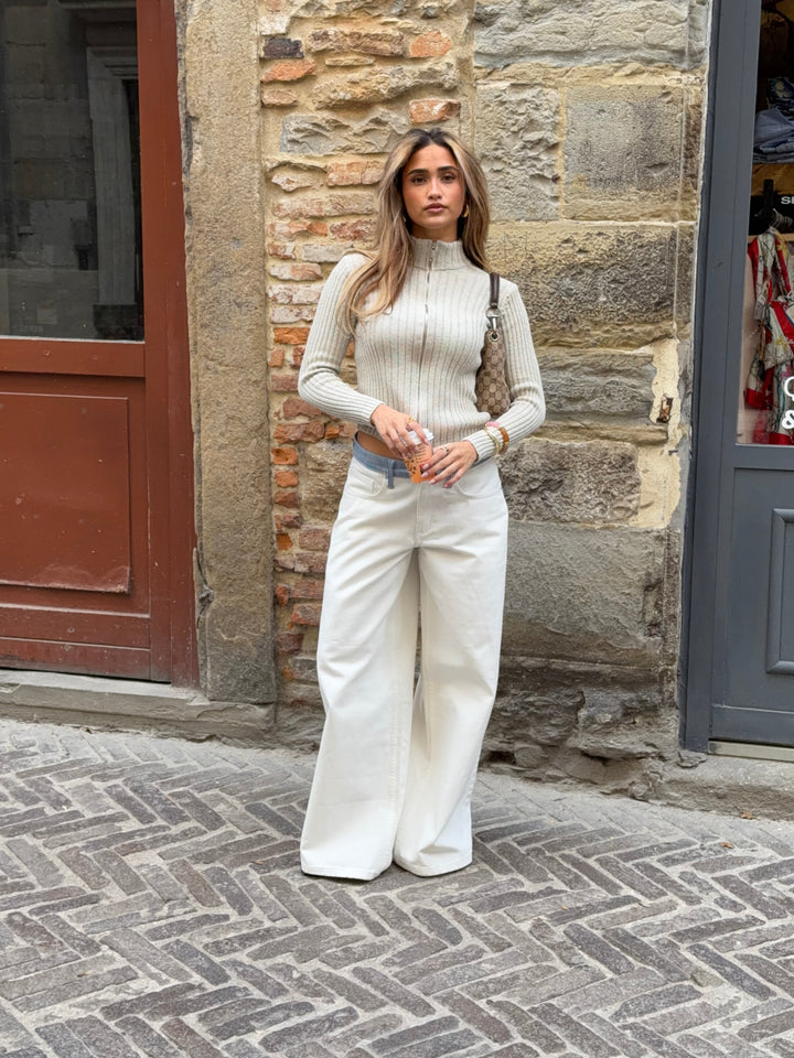 Sigga high-neck zipper sweater - Light grey