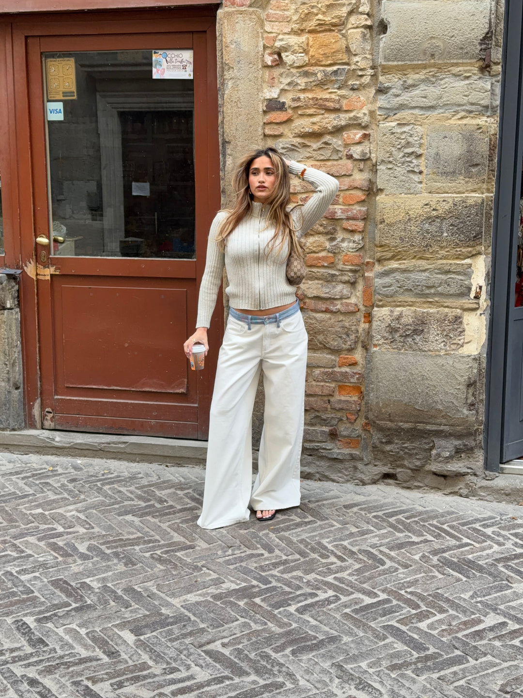 Sigga high-neck zipper sweater - Light grey