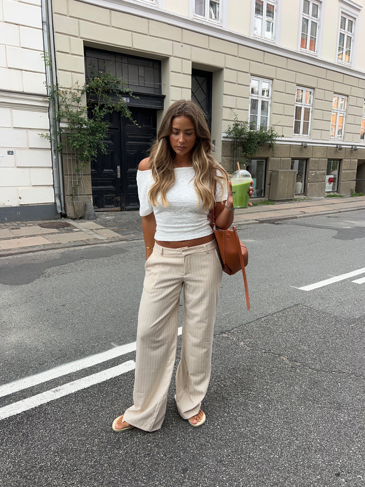 Valentina striped suit pants - Cream white/Gray