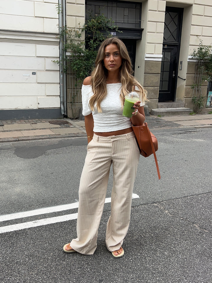 Valentina striped suit pants - Cream white/Gray