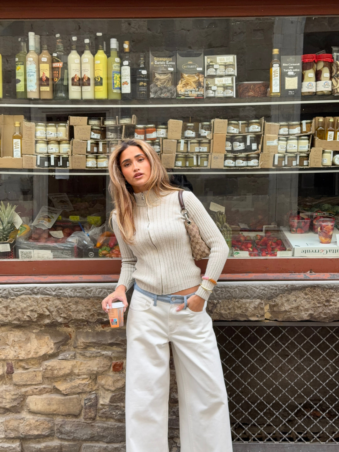 Sigga high-neck zipper sweater - Light grey