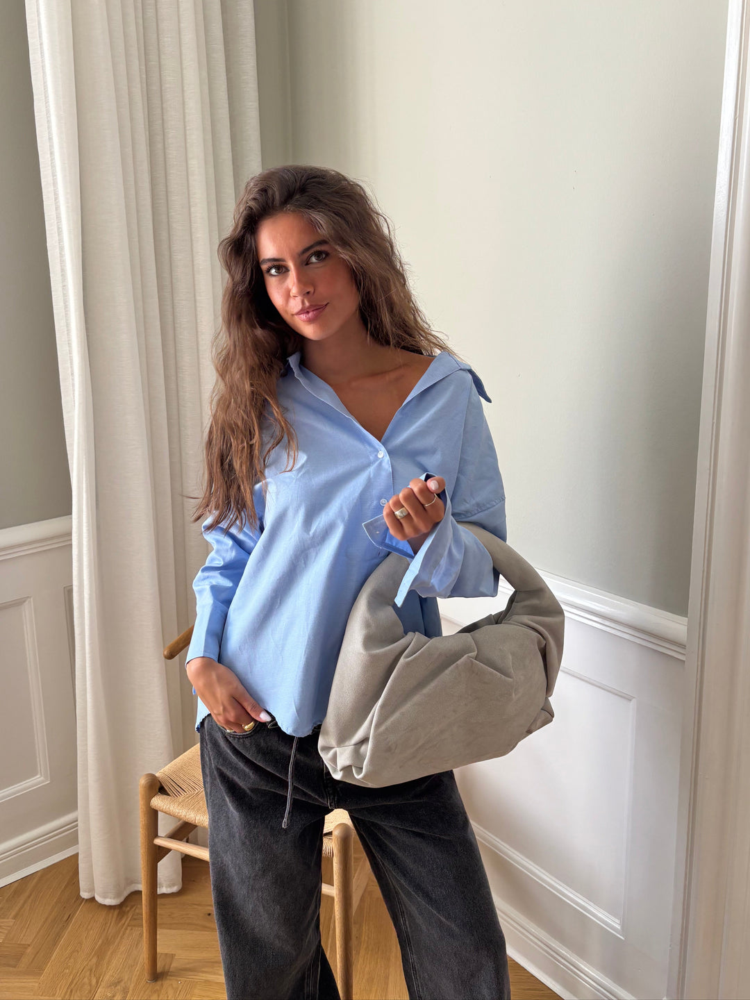 Lea suede bag - Light grey