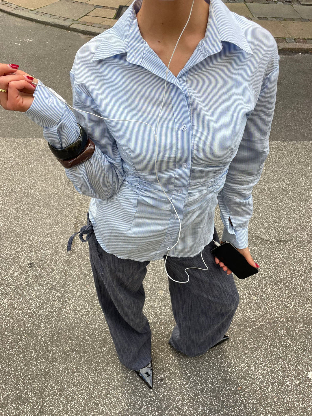 Chloe smock shirt - Blue/White