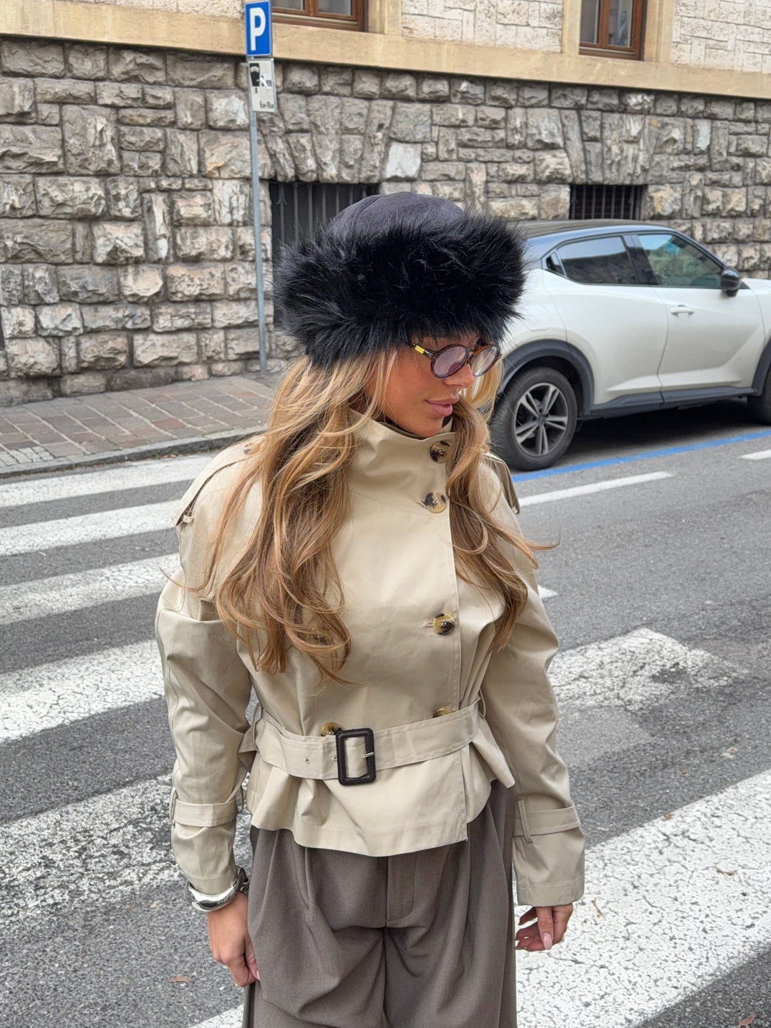 Aria shearling hat - Black