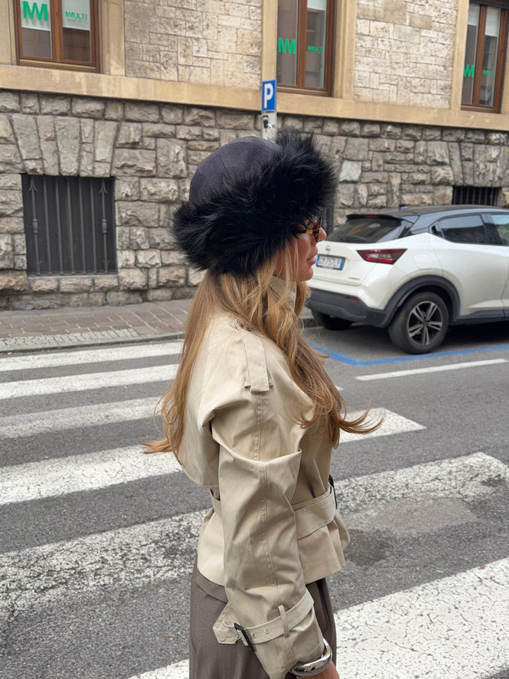 Aria shearling hat - Black