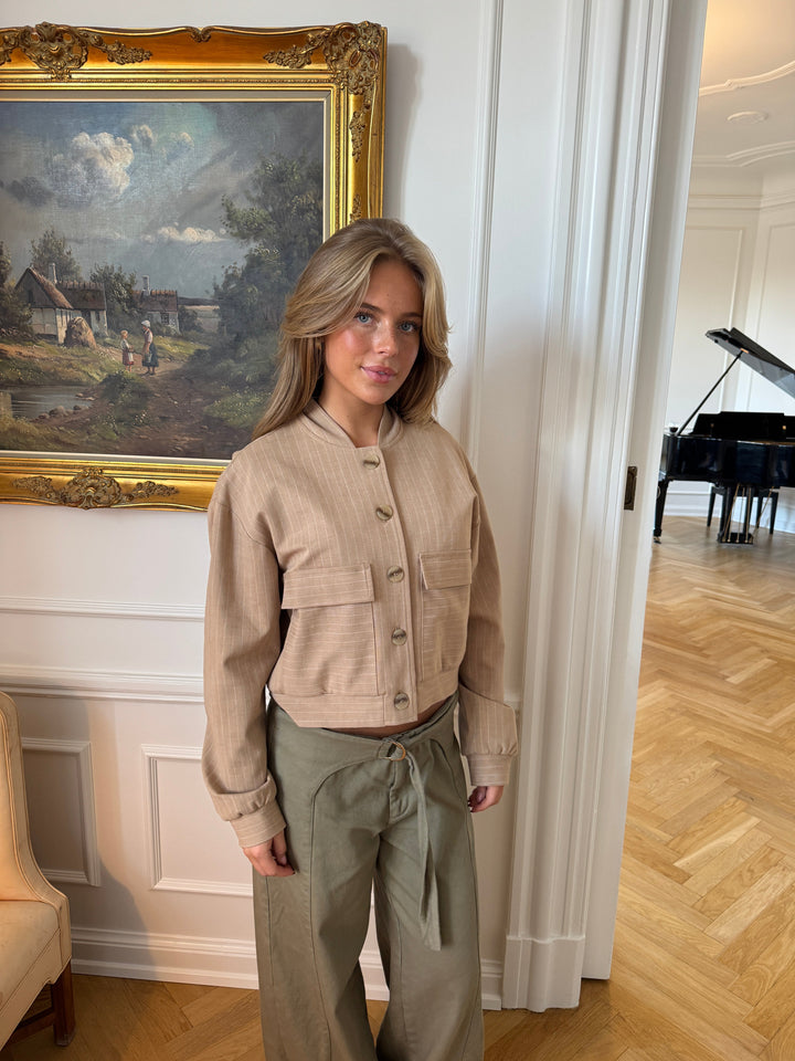 Liana striped bomber jacket - Beige