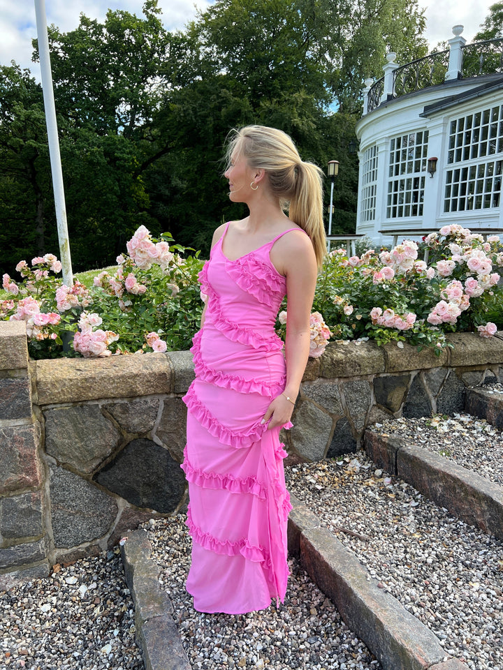 Rie Maxi-Rüschkleid - Pink