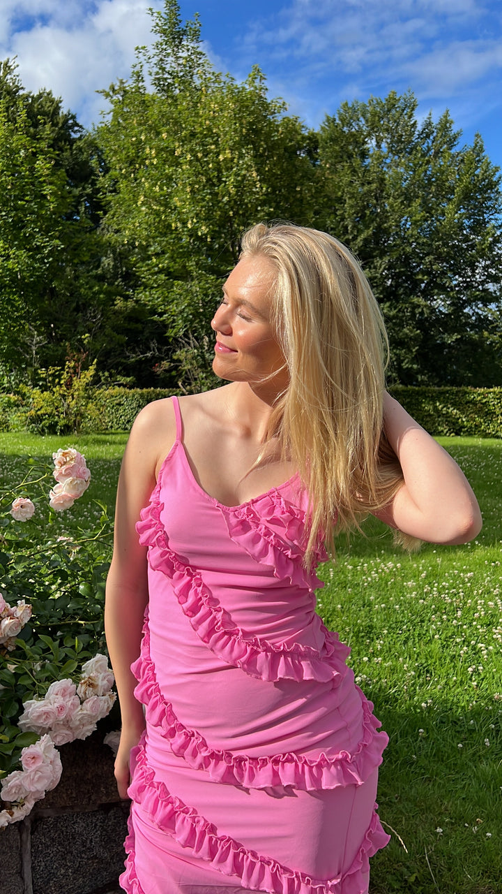 Rie Maxi-Rüschkleid - Pink