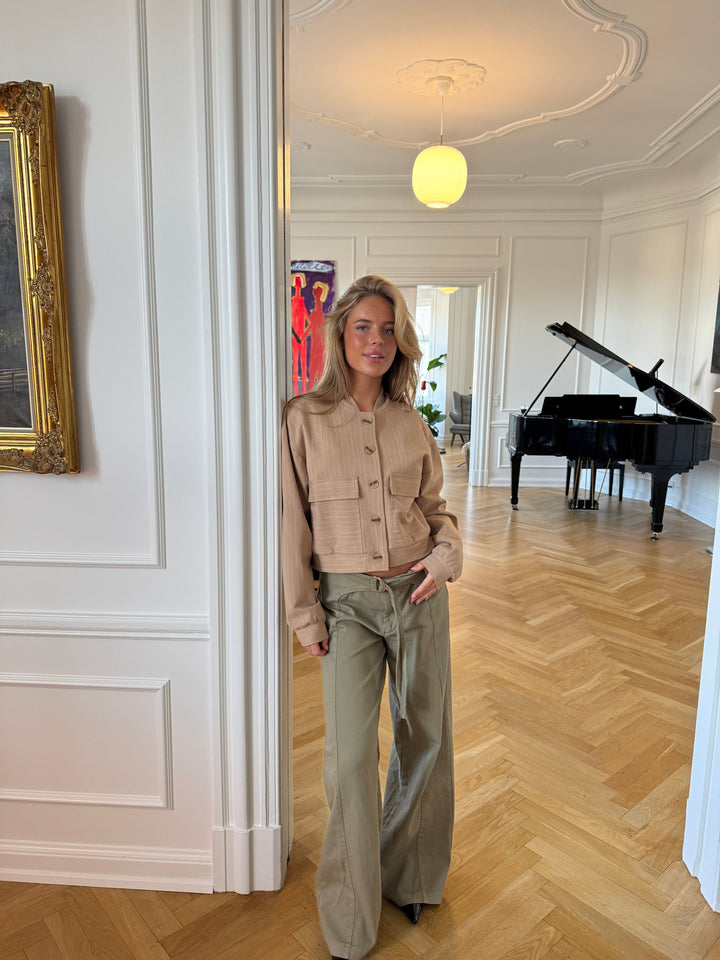 Liana striped bomber jacket - Beige