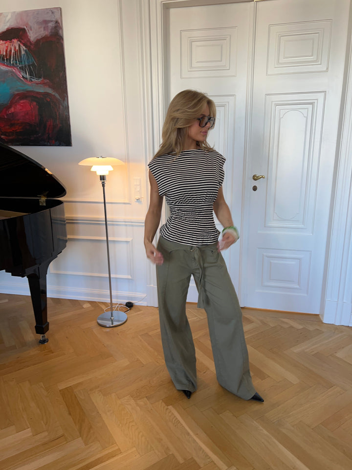 Bianca striped smock top - Brown/white