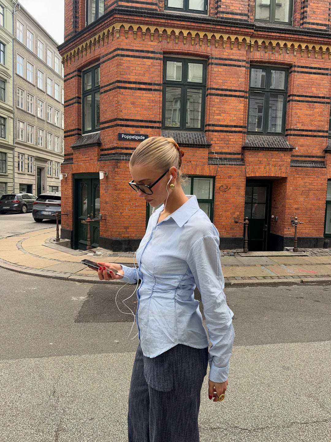 Chloe smock shirt - Blue/White