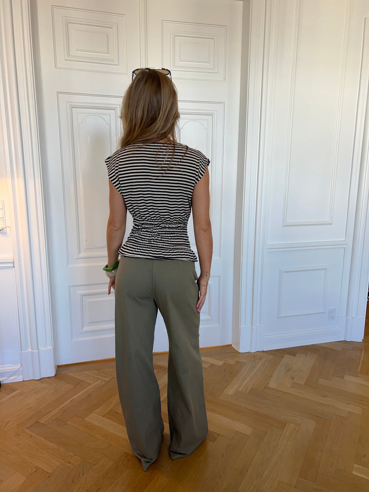 Bianca striped smock top - Brown/white