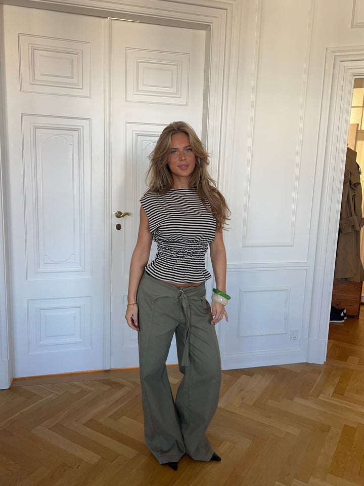 Bianca striped smock top - Brown/white