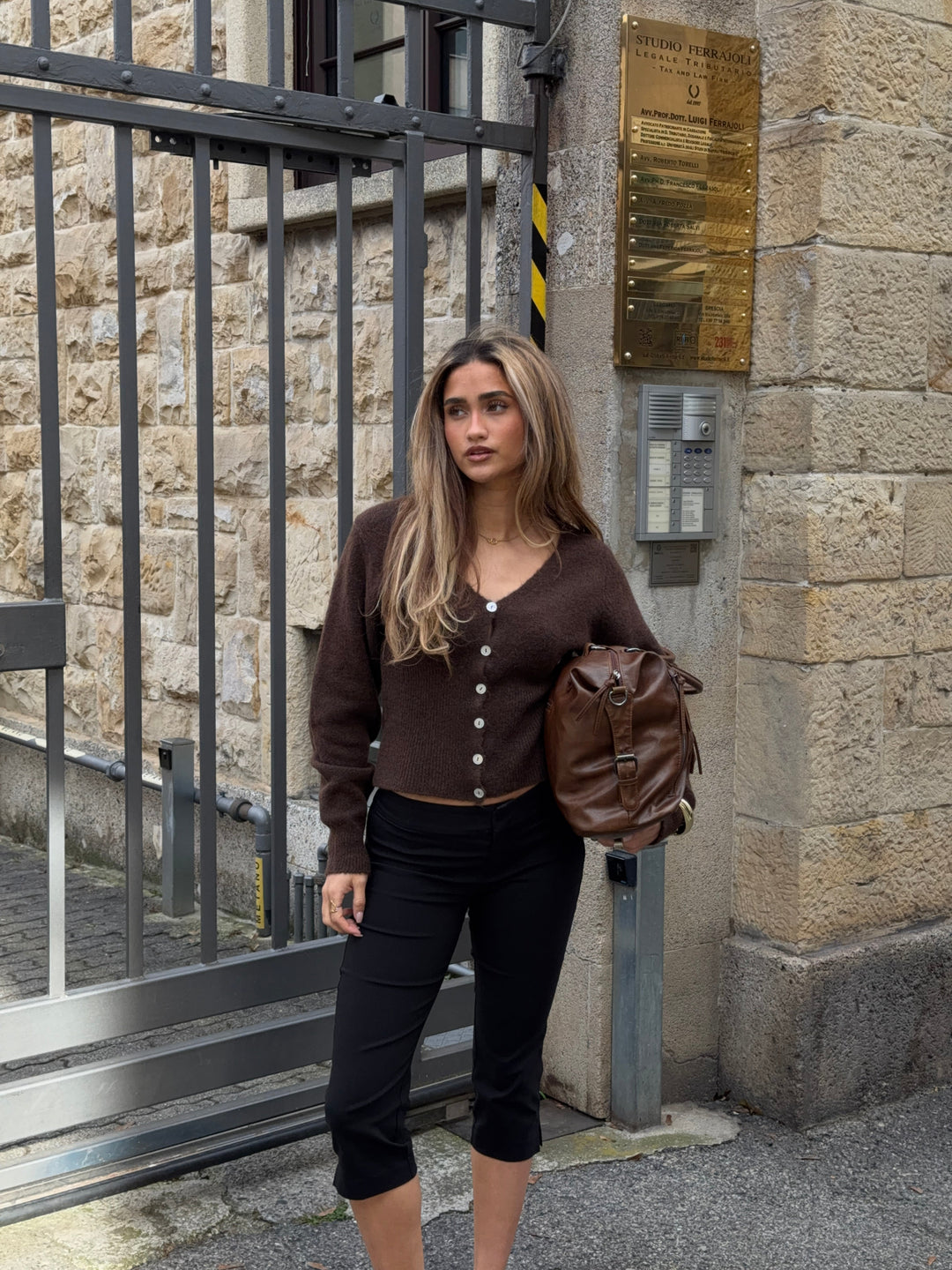 Vigga fitted cardigan - Dark brown