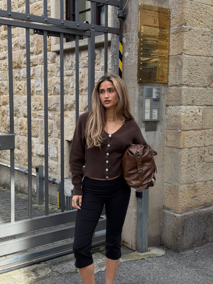 Vigga fitted cardigan - Dark brown