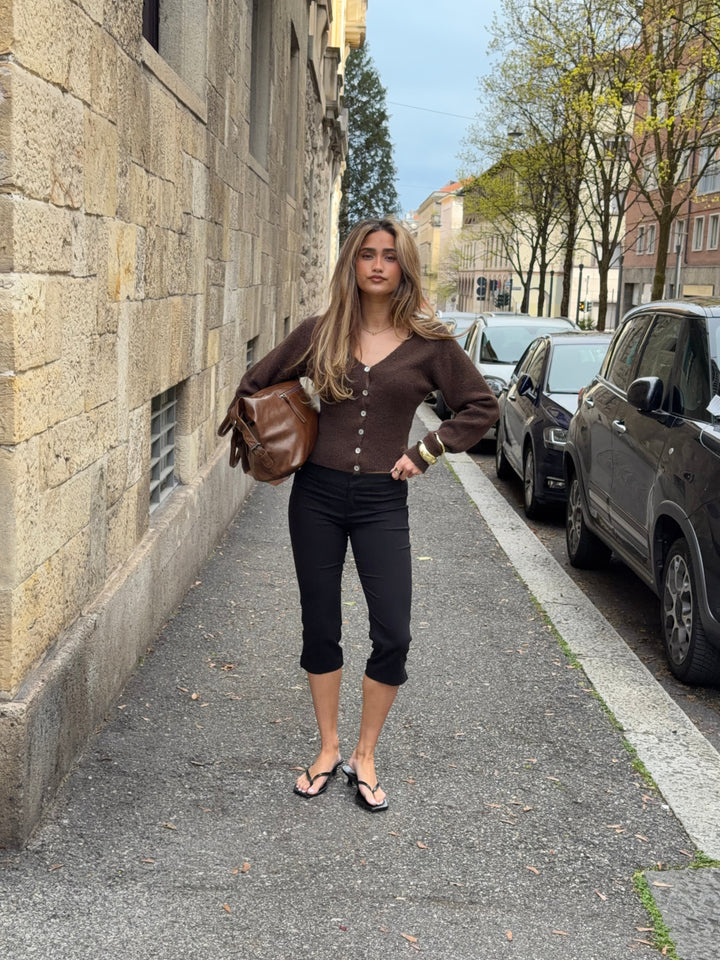 Vigga fitted cardigan - Dark brown