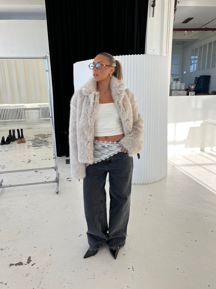 Liva fur jacket - Beige melange