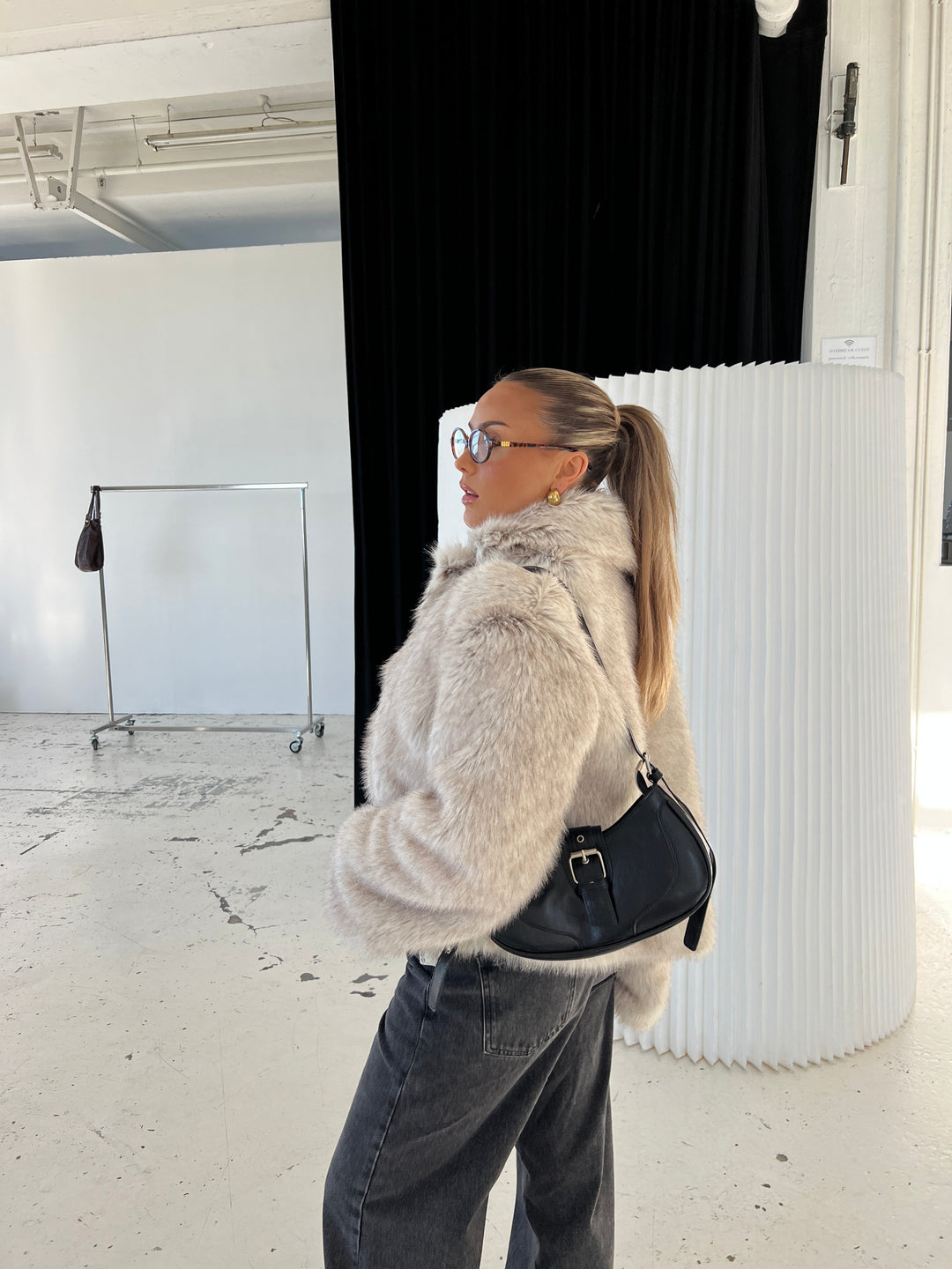 Liva fur jacket - Beige melange