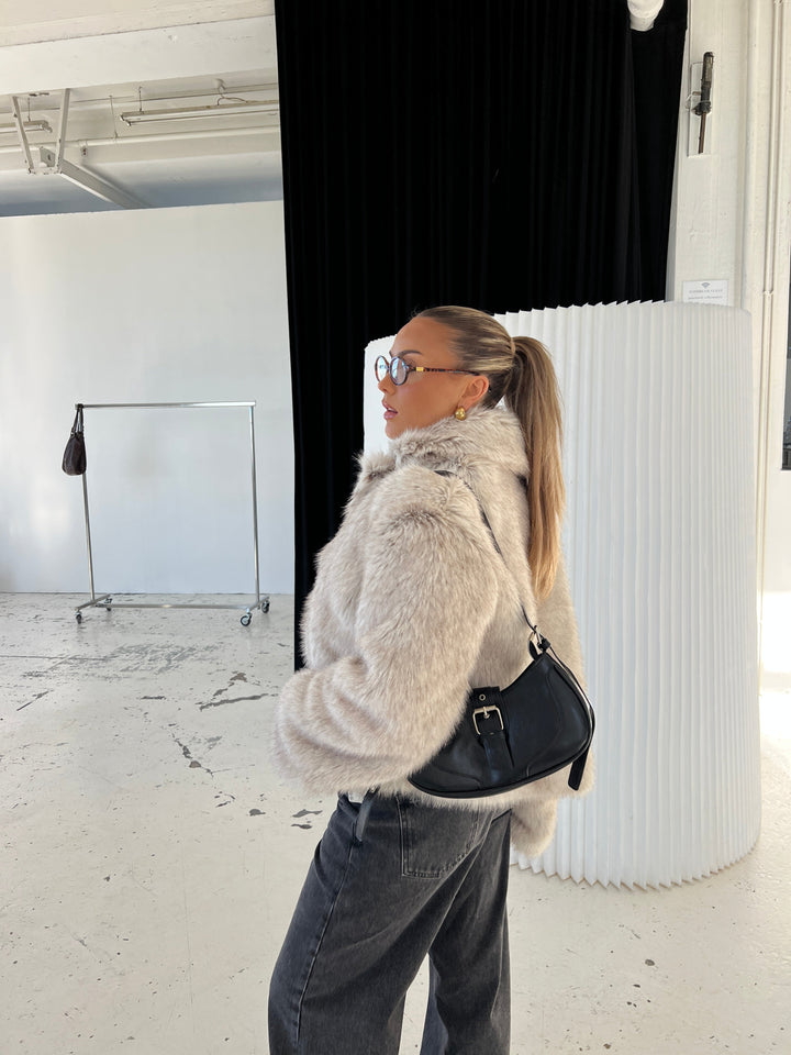 Liva fur jacket - Beige melange