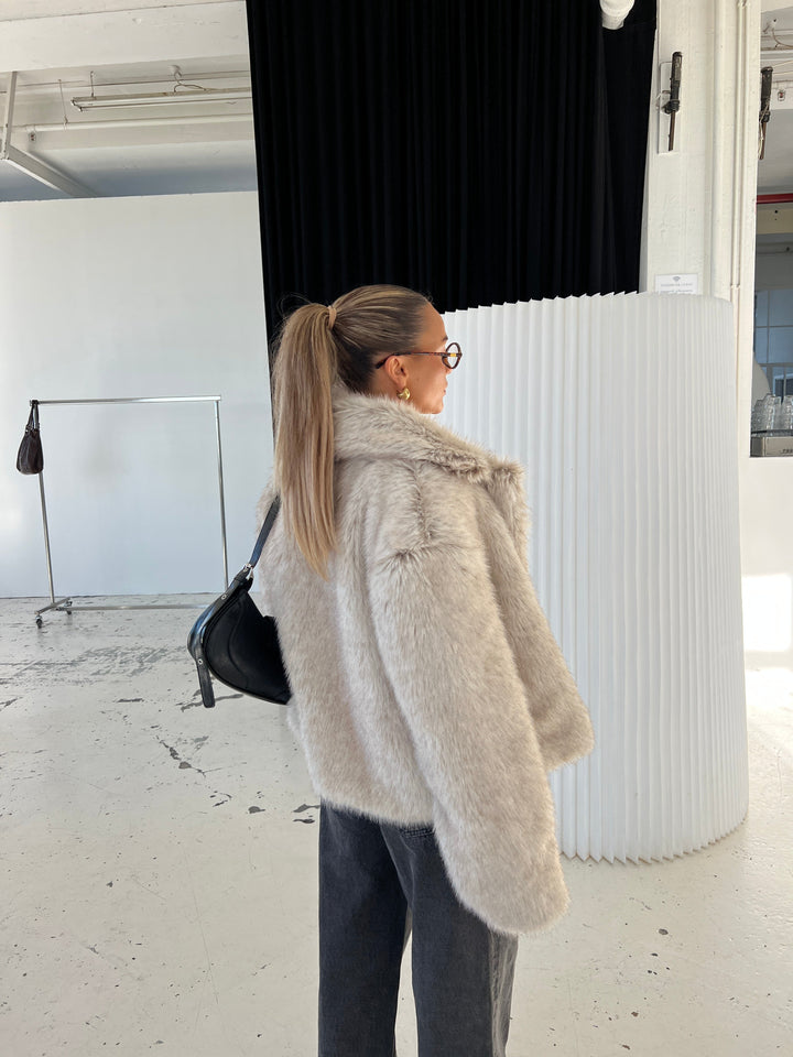 Liva fur jacket - Beige melange