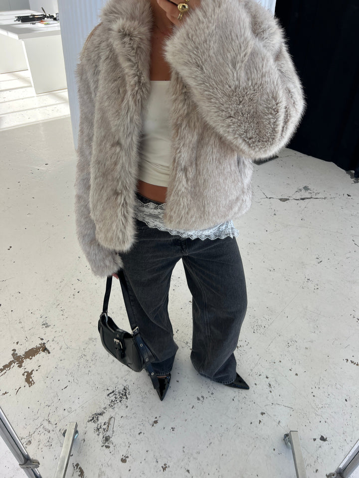 Liva fur jacket - Beige melange