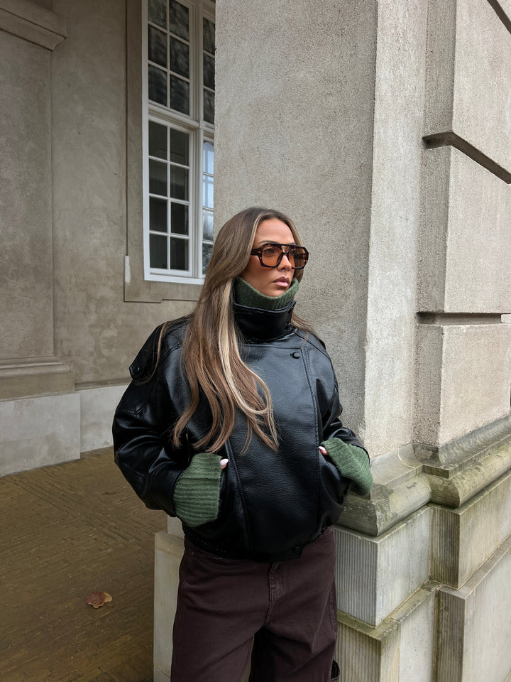 Linea Pu High Neck Jacket - Black