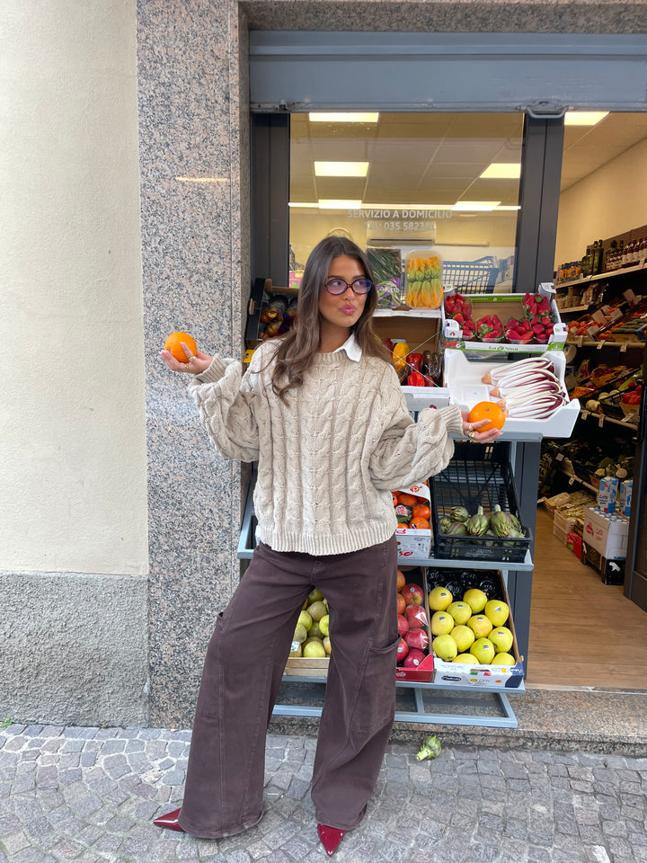 Anora chunky knit sweater - Beige