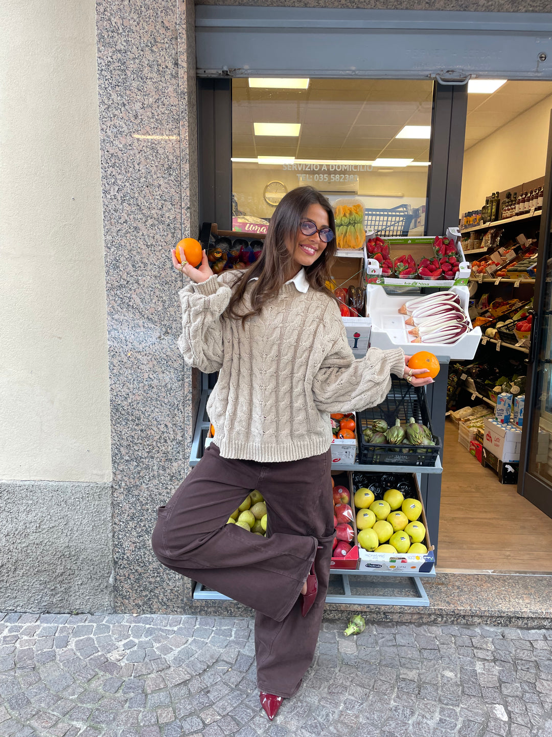 Anora chunky knit sweater - Beige