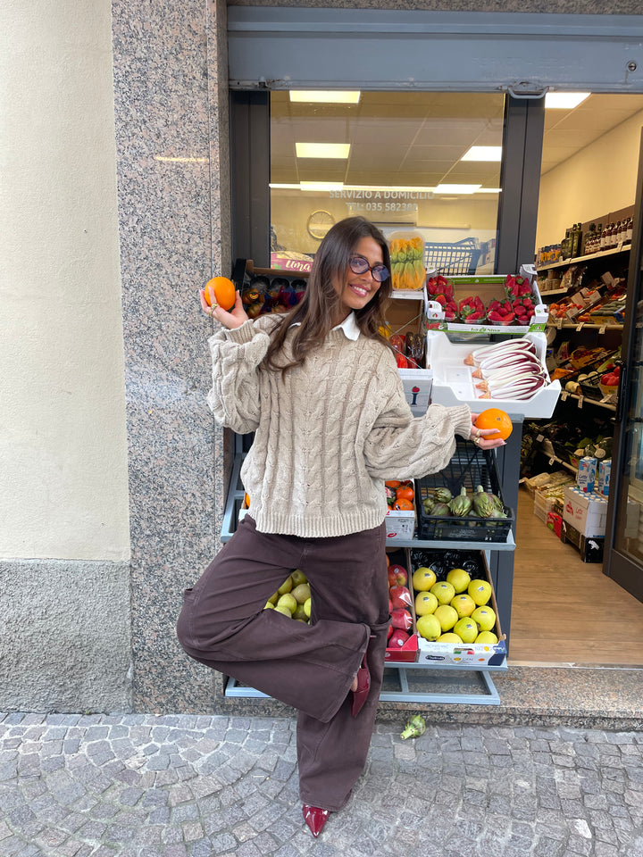 Anora chunky knit sweater - Beige