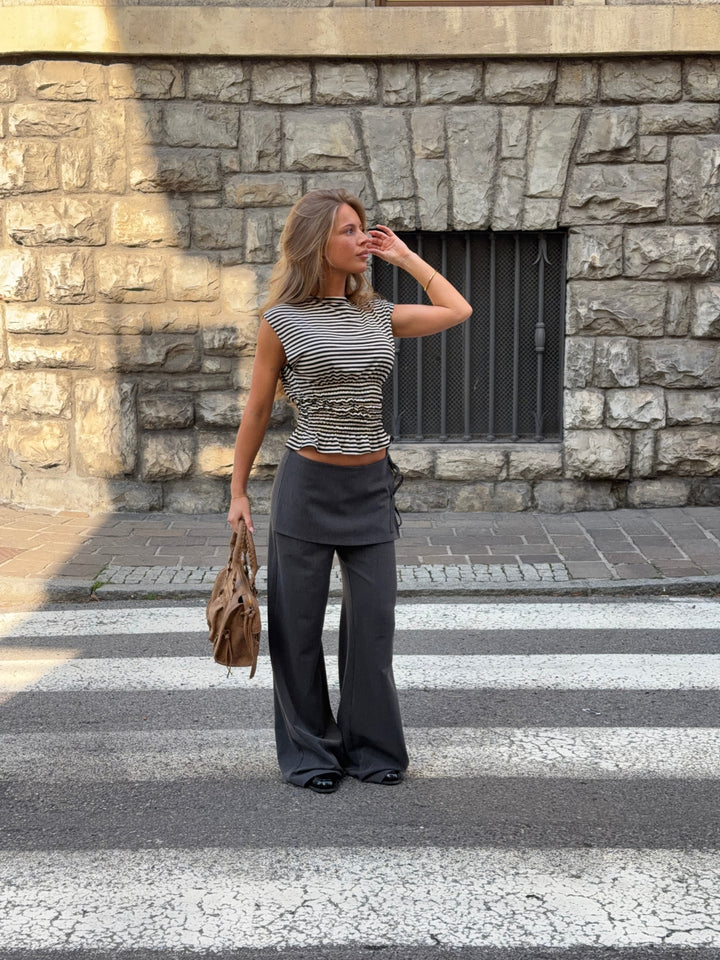 Laura tie-waist suit pants - Melange grey