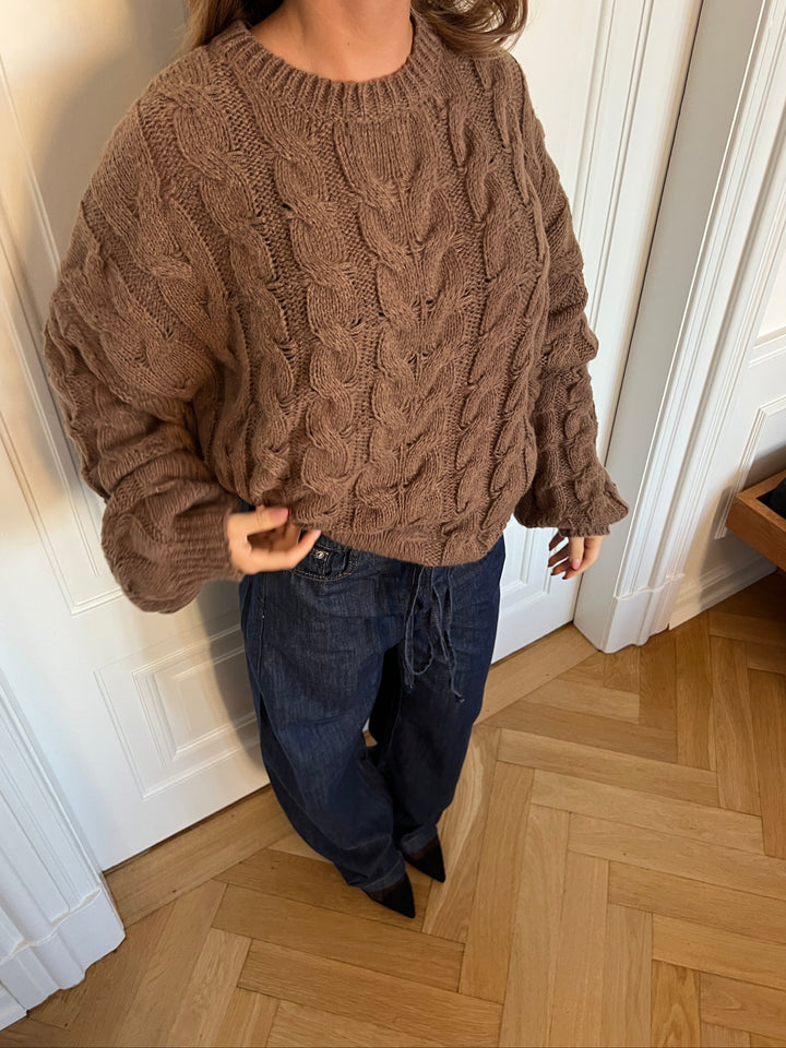 Anora chunky knit sweater - Brown