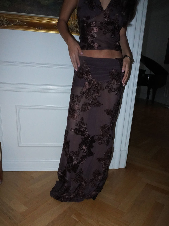Kivo maxi mesh skirt - Brown