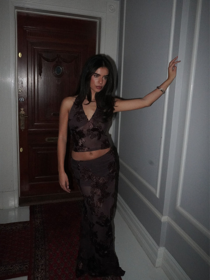 Kivo maxi mesh skirt - Brown