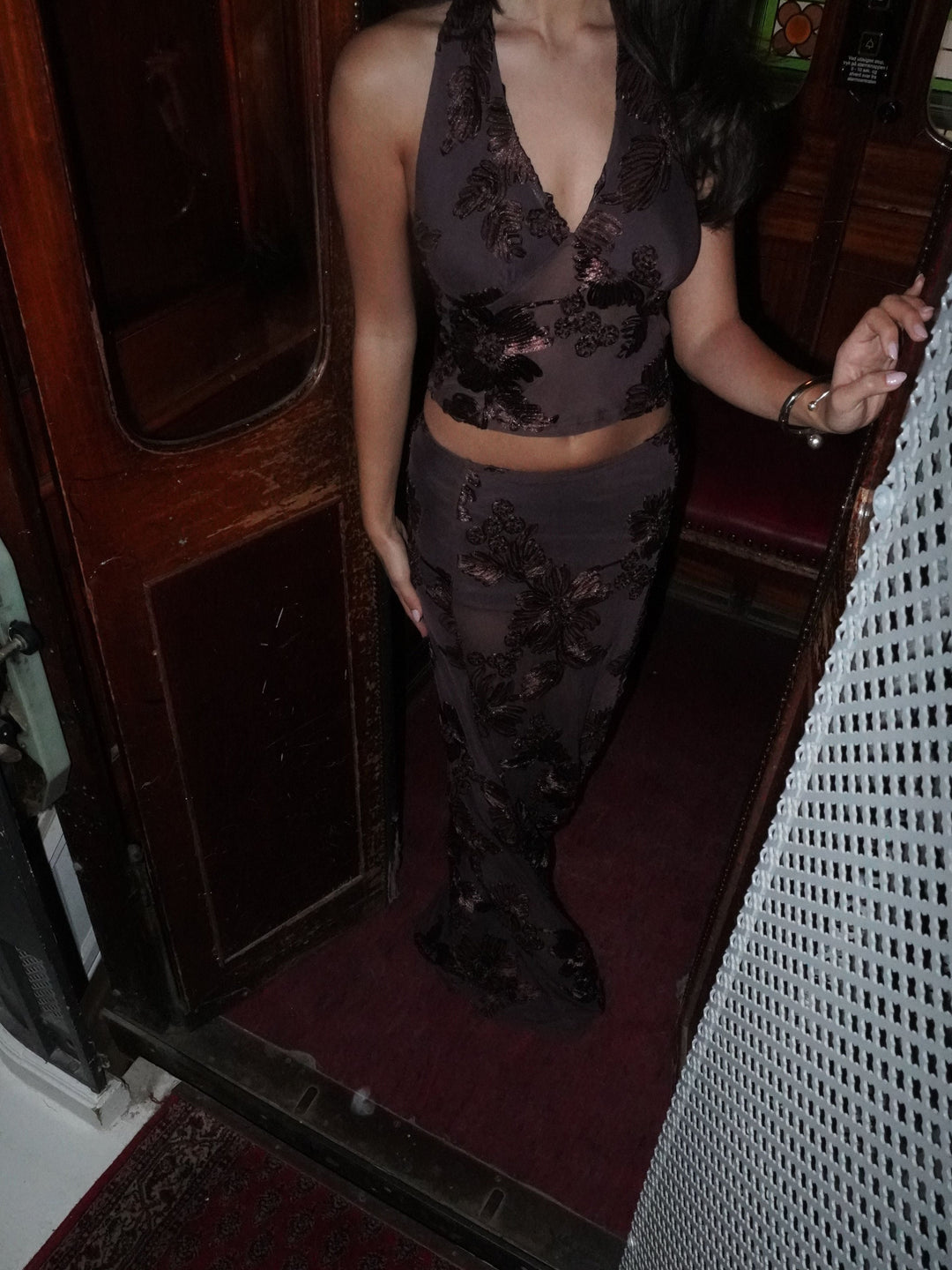 Kivo maxi mesh skirt - Brown