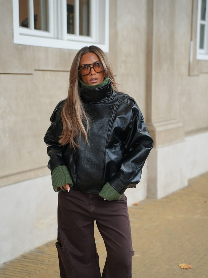 Linea Pu High Neck Jacket - Black