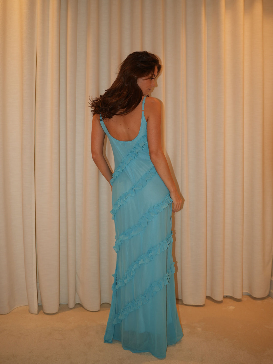 Rie maxi ruffle dress - Blue