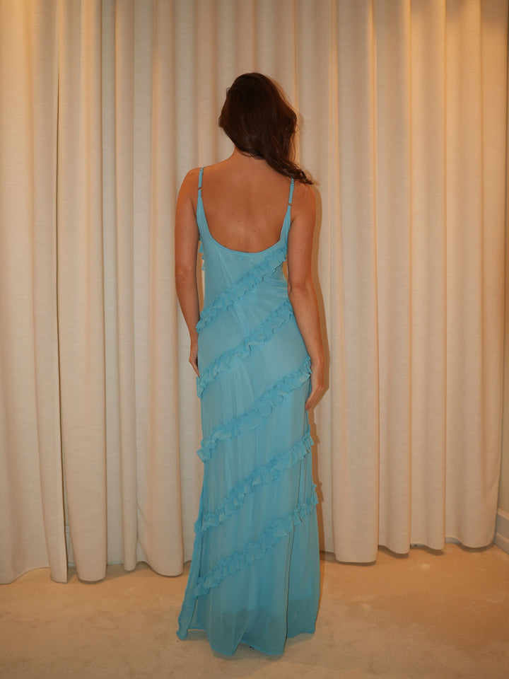Rie maxi ruffle dress - Blue