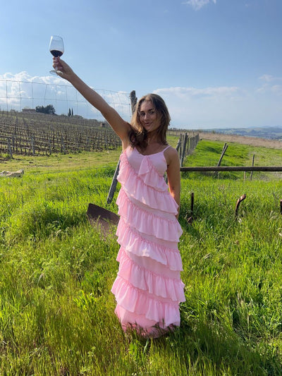 Rie maxi ruffle dress - Light pink