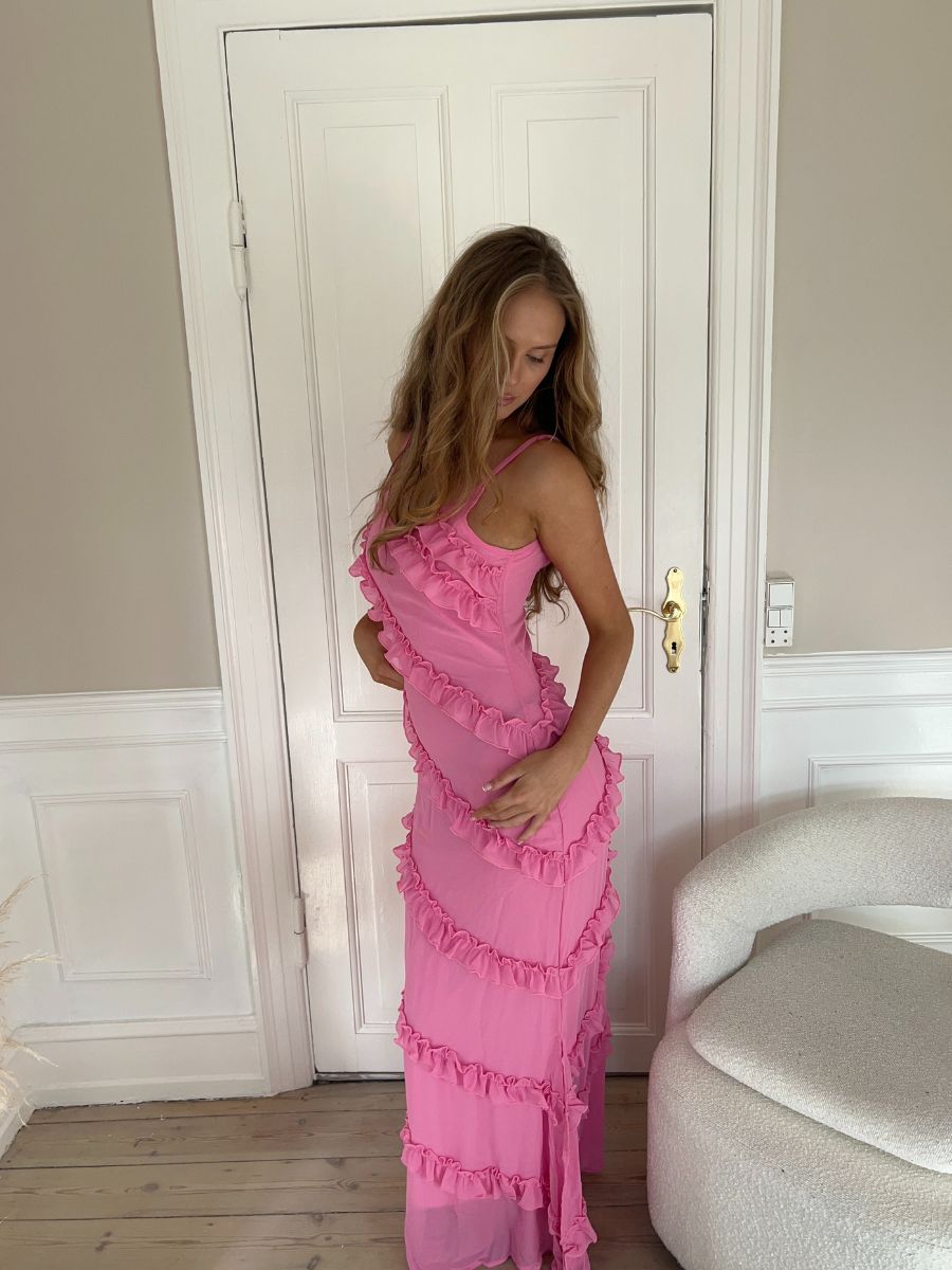 Rie maxi ruffle dress - Pink
