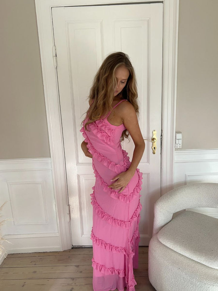Rie maxi ruffle dress - Pink