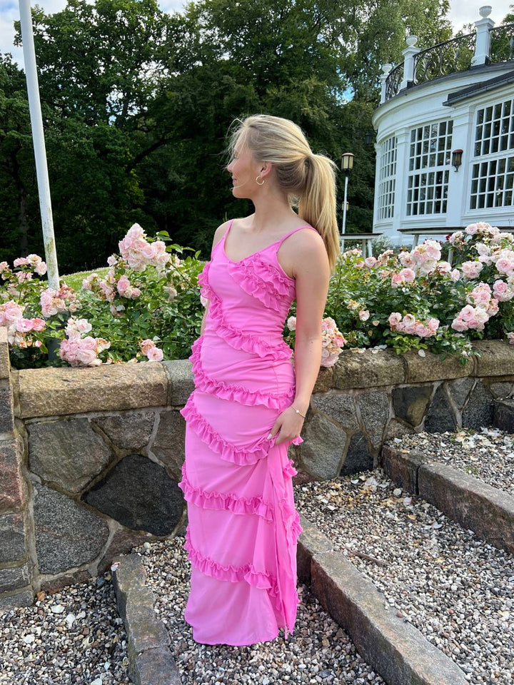 Rie maxi ruffle dress - Pink