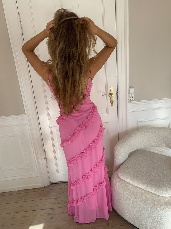 Rie maxi ruffle dress - Pink