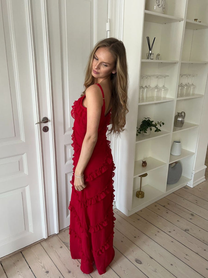 Rie maxi ruffle dress - Red