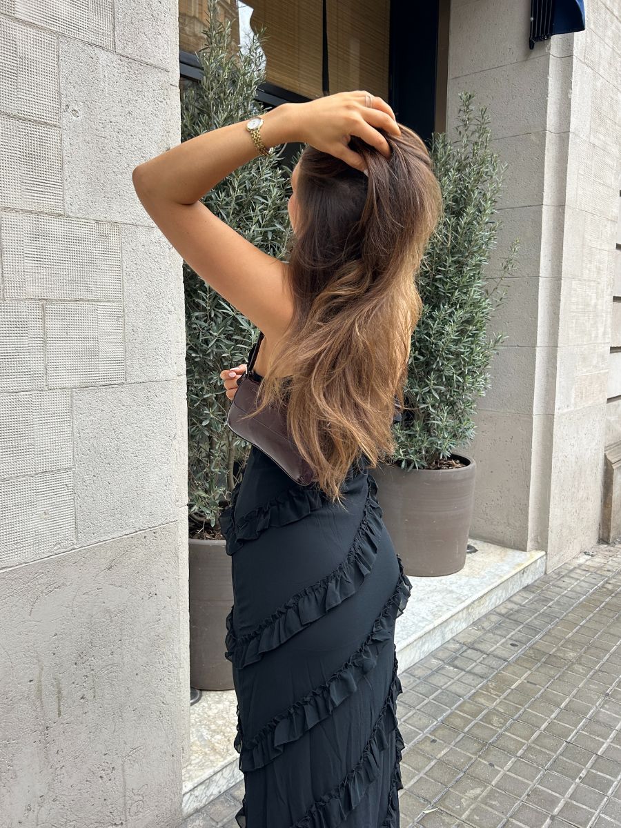 Rie maxi ruffle dress - Black AYA-S Worldwide Rie maxi ruffle dress - Black AYA-S Worldwide