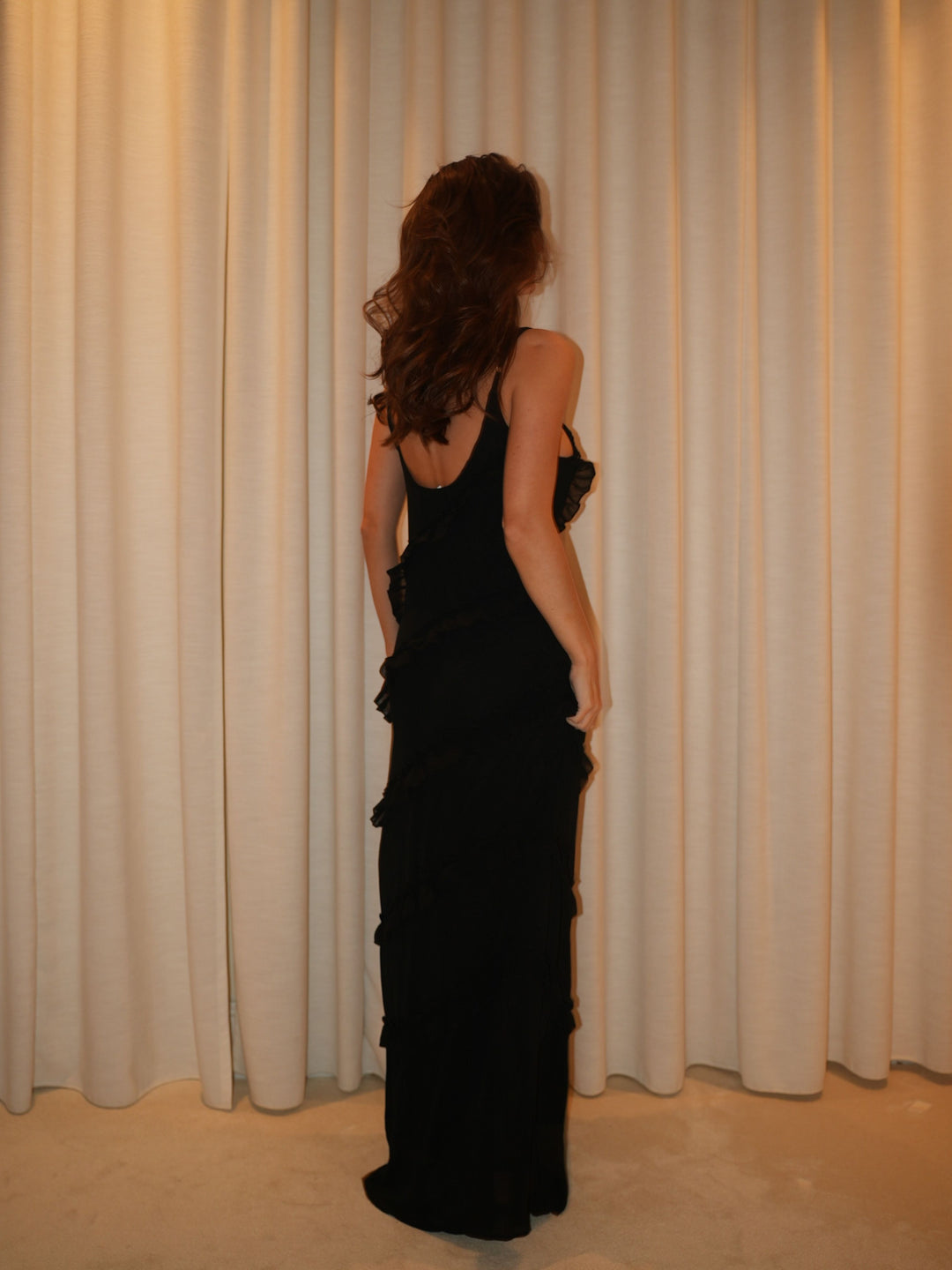 Rie maxi ruffle dress - Black AYA-S Worldwide Rie maxi ruffle dress - Black AYA-S Worldwide